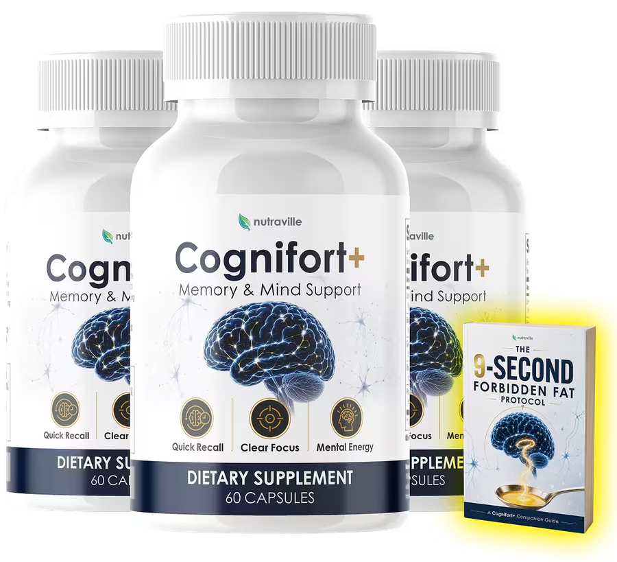 Cognifort official website — three bottles of Cognifort Memory & Mind Support, 30 capsules each