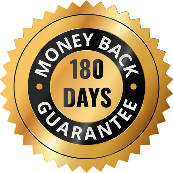 Money-back guarantee seal supplied by the manufacturer